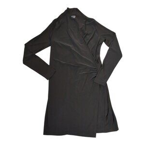 Norma Kamali Long Sleeve Side Drape Dress XL  Faux Wrap LBD Date Night Going Out